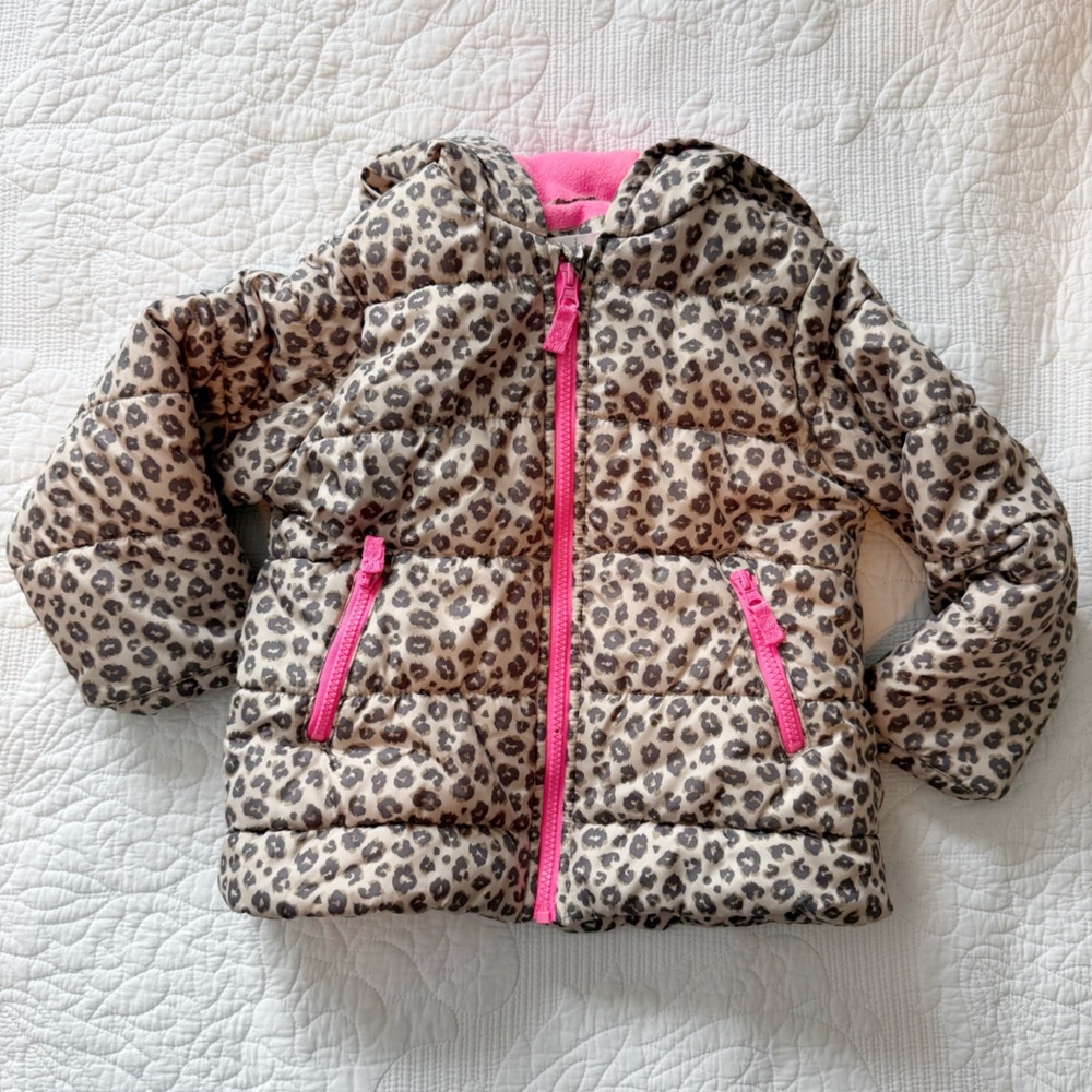 Carter's‎ Leopard Print Puffer Jacket with Pink Accents